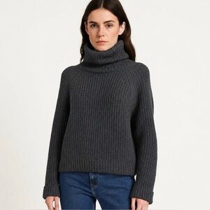 TOGA Pulla Wool Blend Draped Neck Raglan Rib Knit Sweater